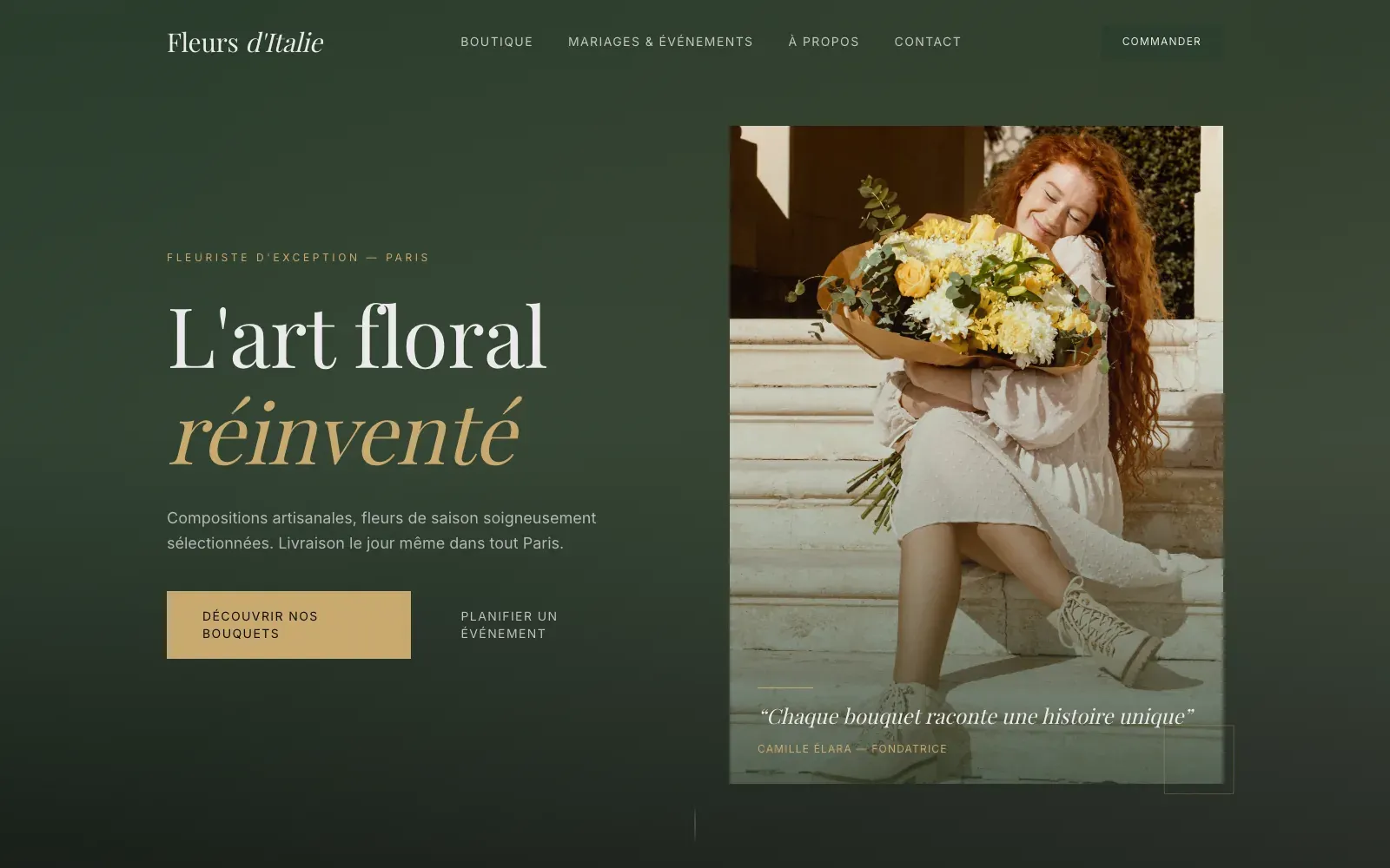 Site de Fleurs d'Italie, fleuriste d'exception à Paris, conçu par Bloomy Studio.